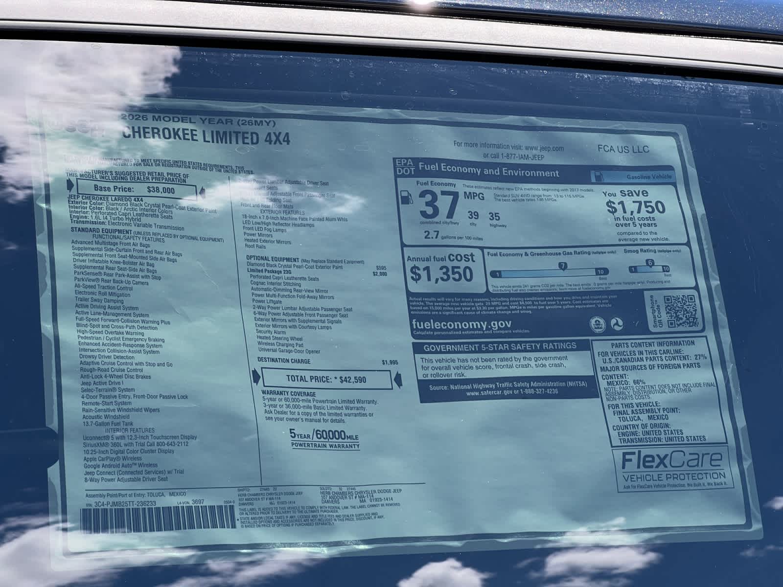 new 2026 Jeep Cherokee car, priced at $42,590
