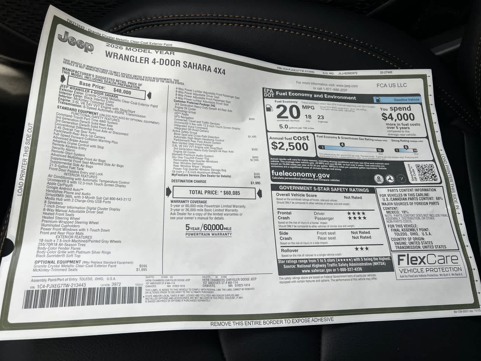 new 2026 Jeep Wrangler car, priced at $60,085