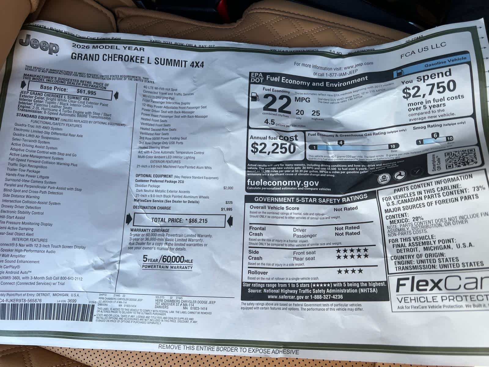 new 2026 Jeep Grand Cherokee car, priced at $66,215