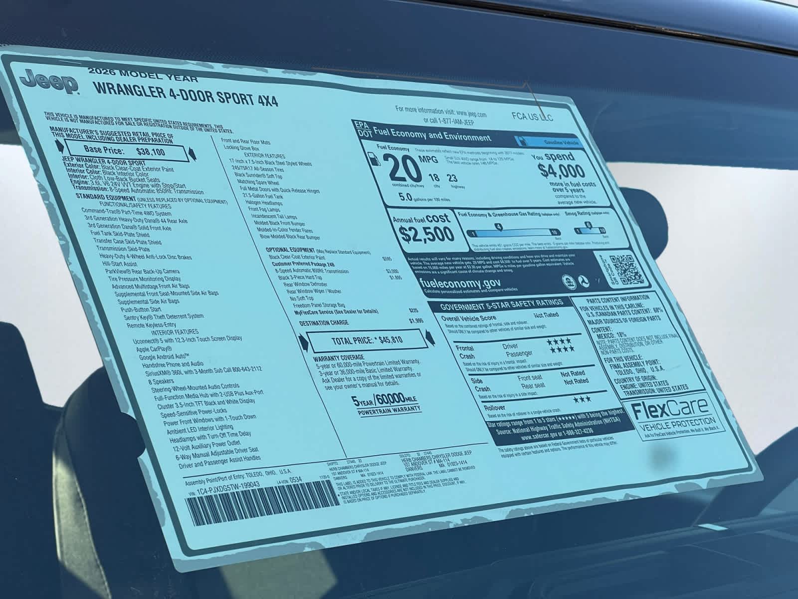 new 2026 Jeep Wrangler car, priced at $45,810