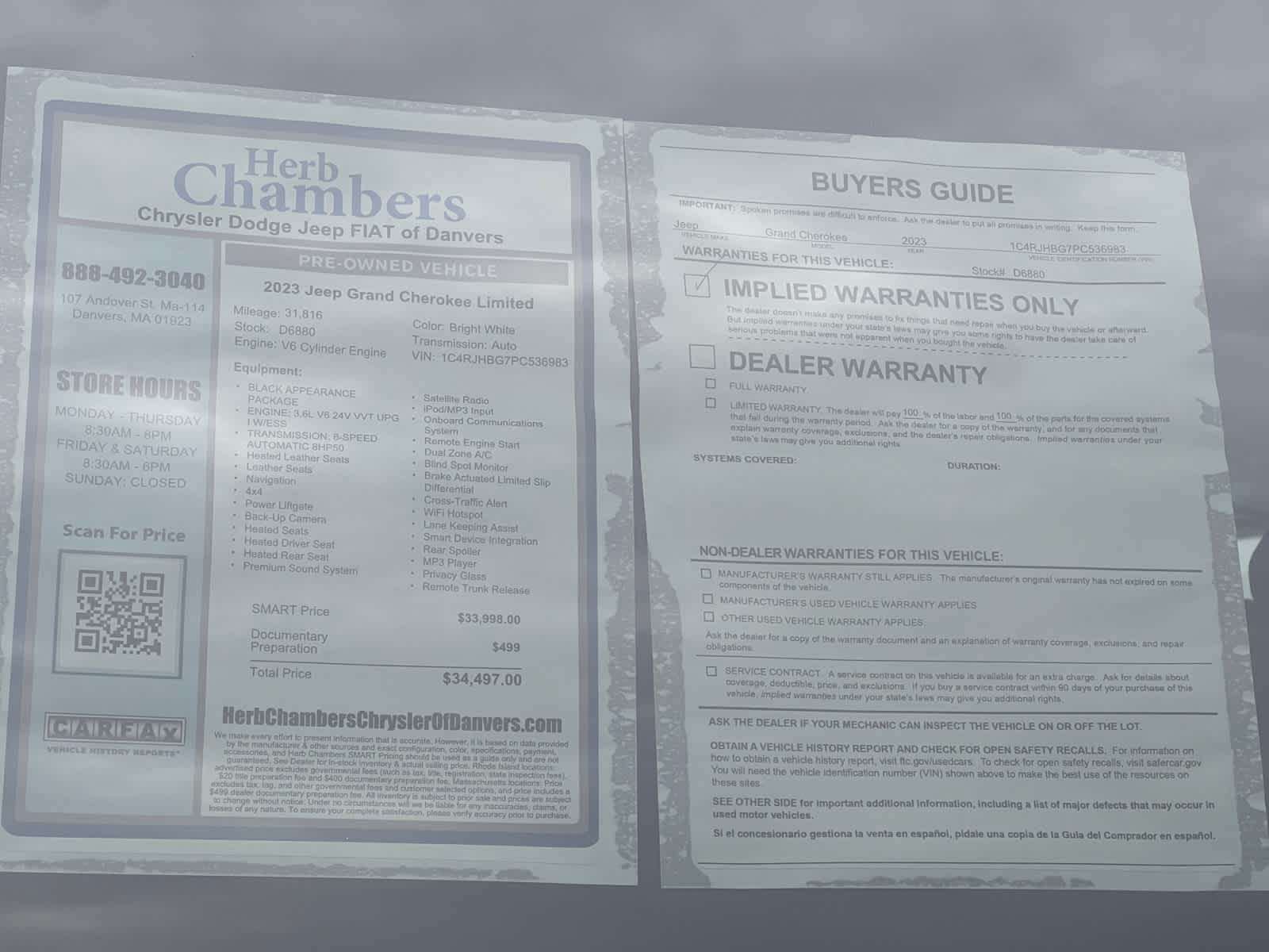 used 2023 Jeep Grand Cherokee car, priced at $34,497