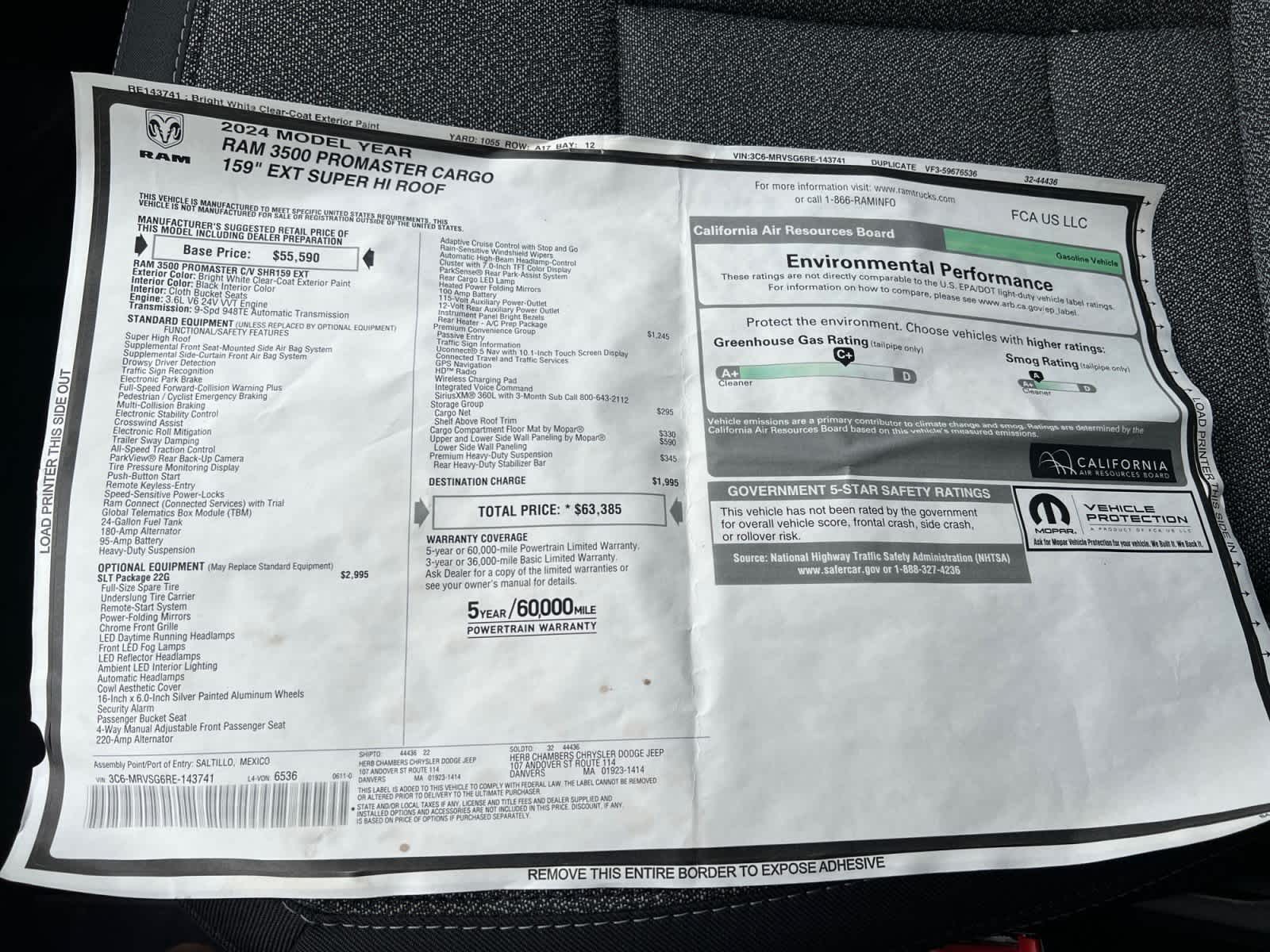 new 2024 Ram Promaster car, priced at $53,385