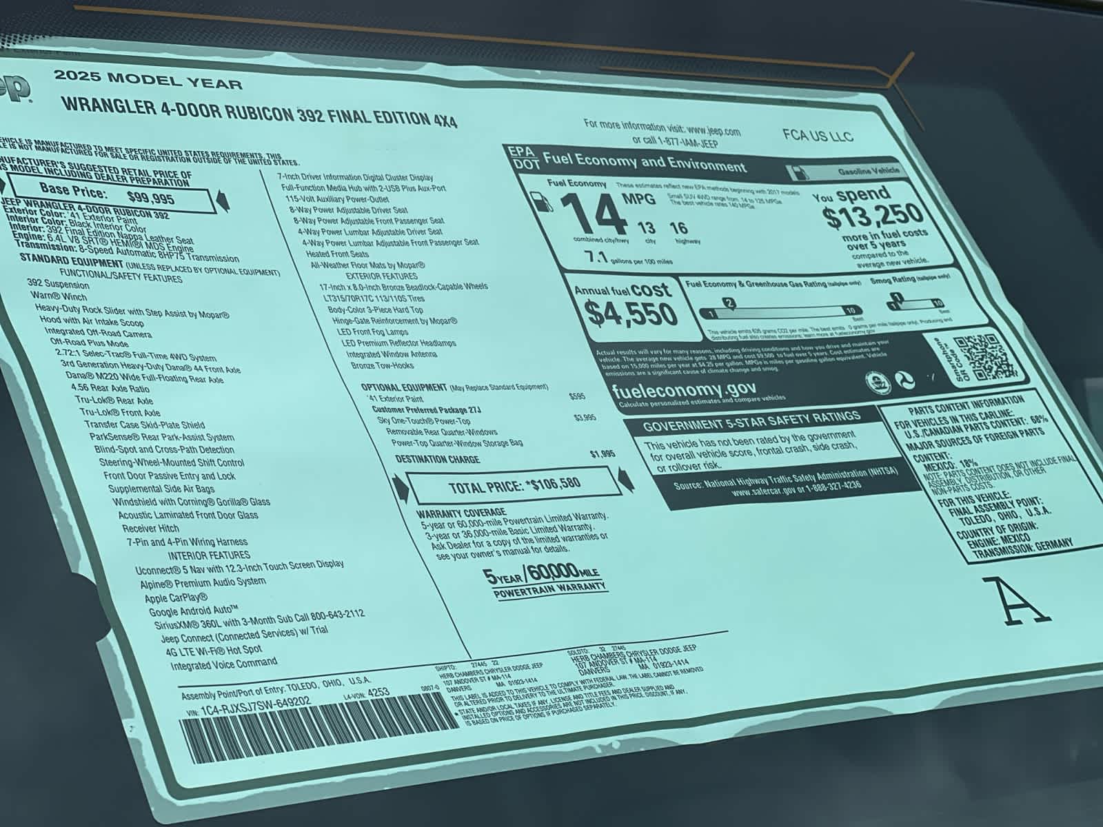 new 2025 Jeep Wrangler car, priced at $99,800