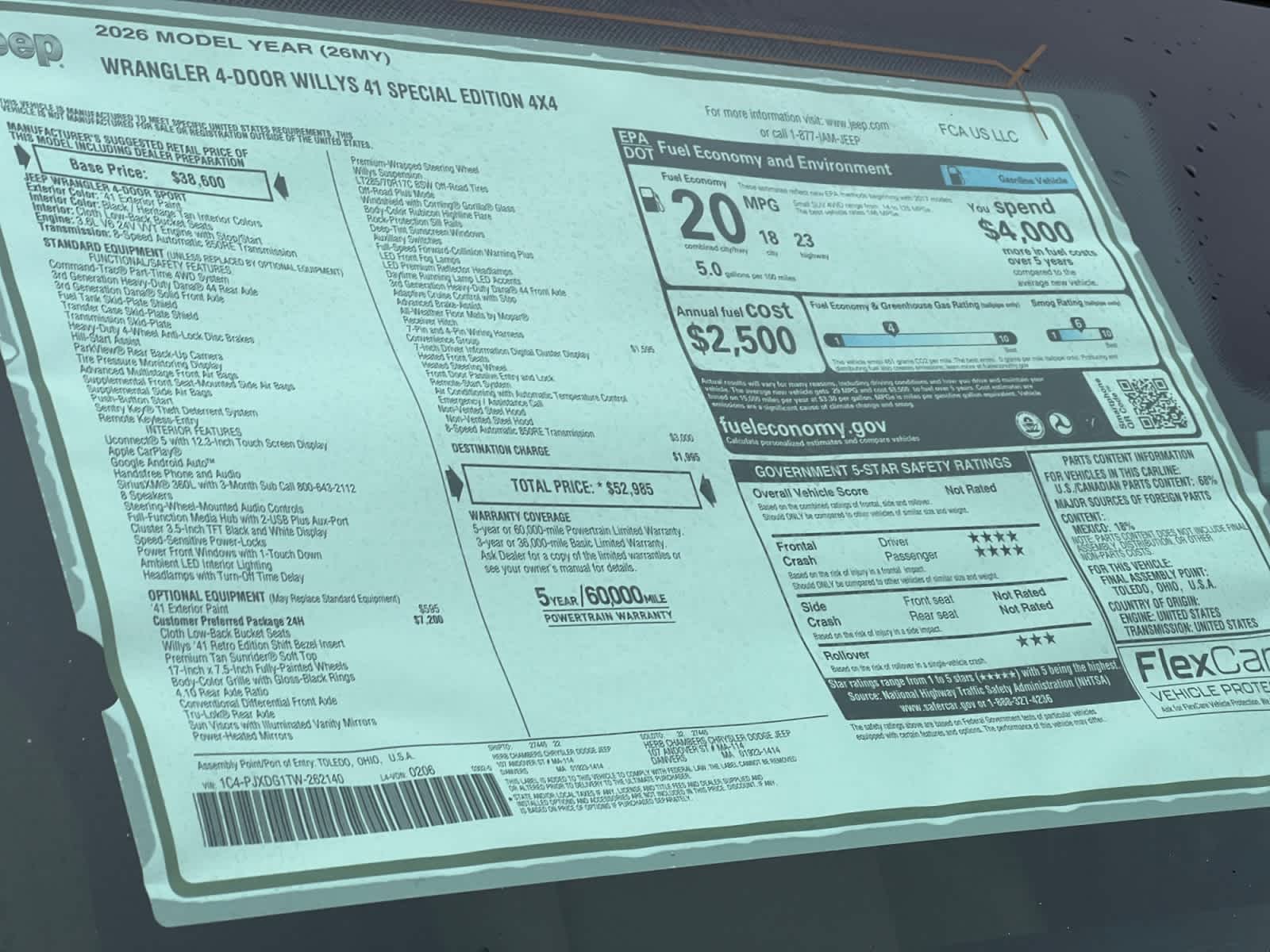 new 2026 Jeep Wrangler car, priced at $52,985