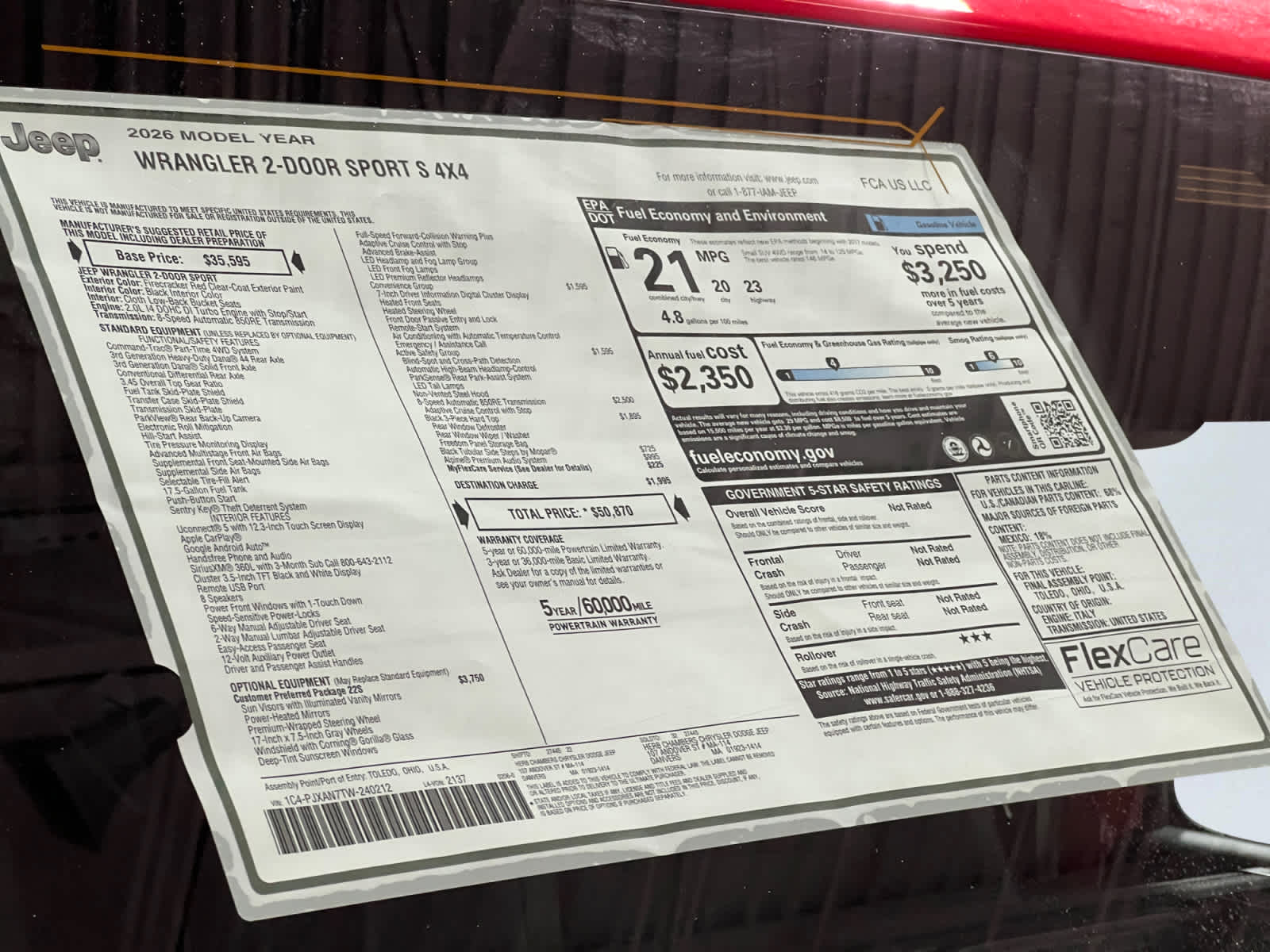 new 2026 Jeep Wrangler car, priced at $49,370