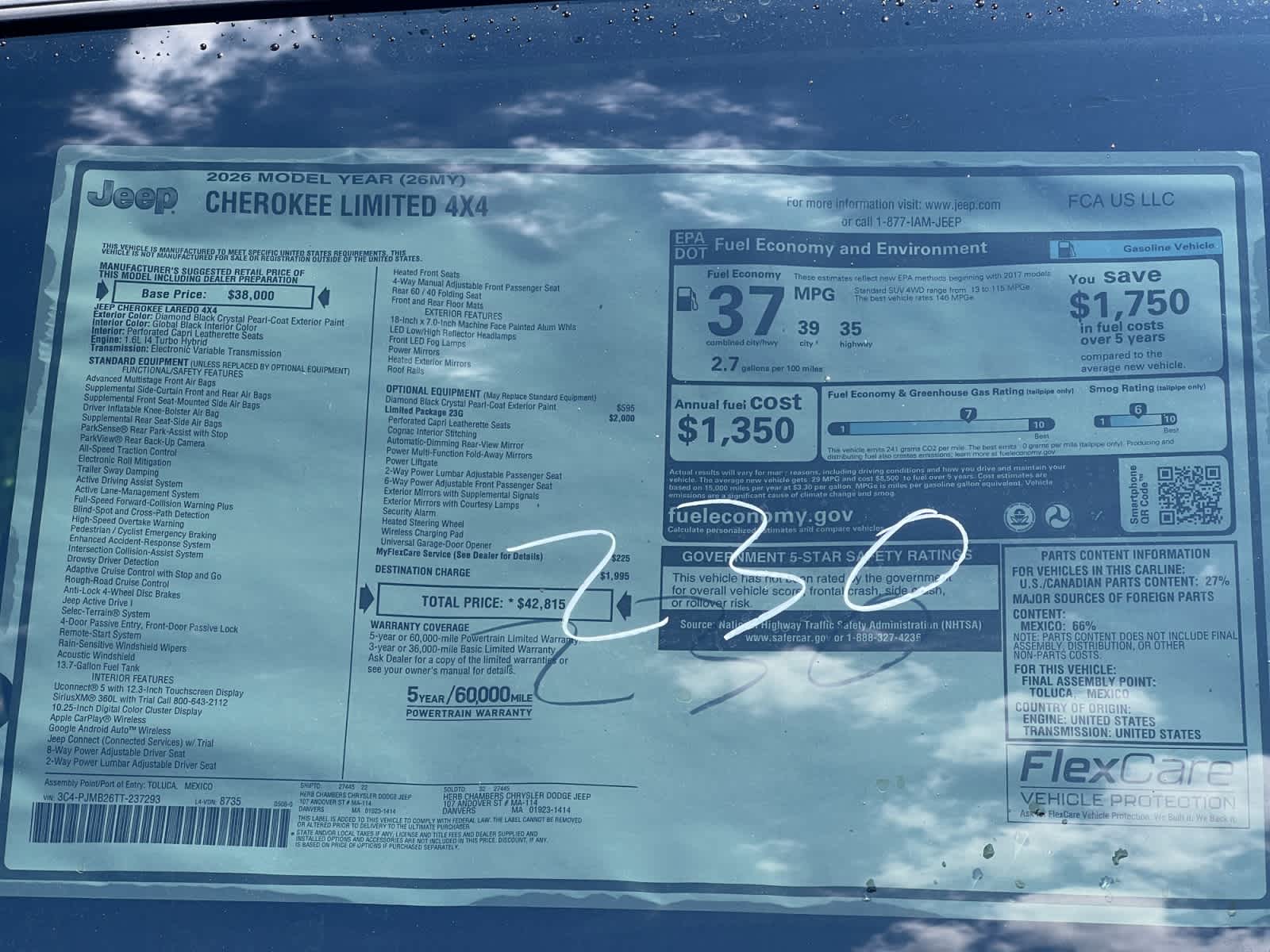 new 2026 Jeep Cherokee car, priced at $42,815