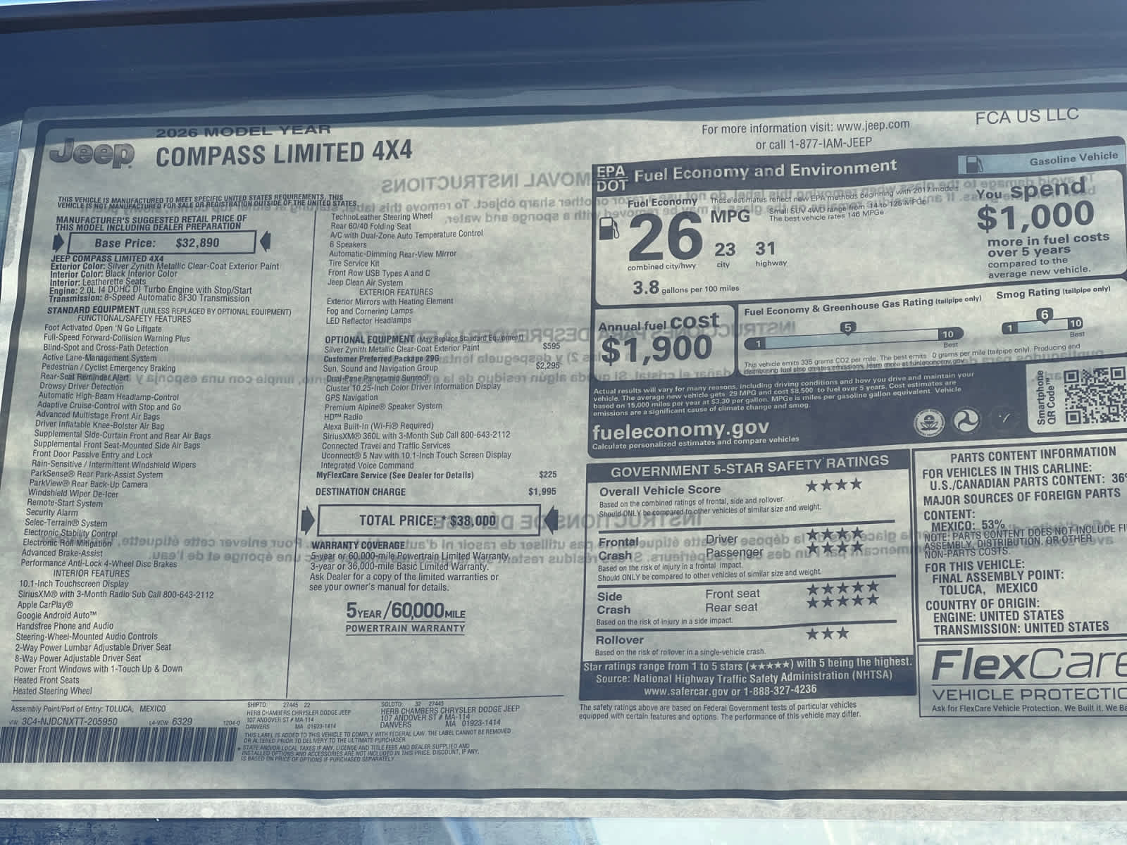 new 2026 Jeep Compass car, priced at $38,000