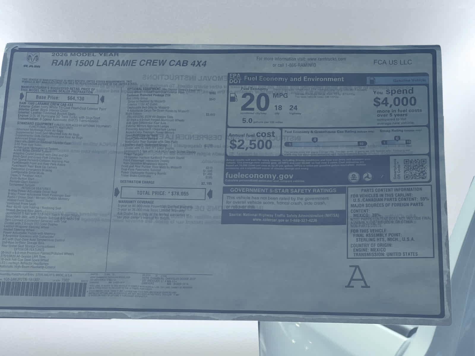 new 2026 Ram 1500 car, priced at $75,055