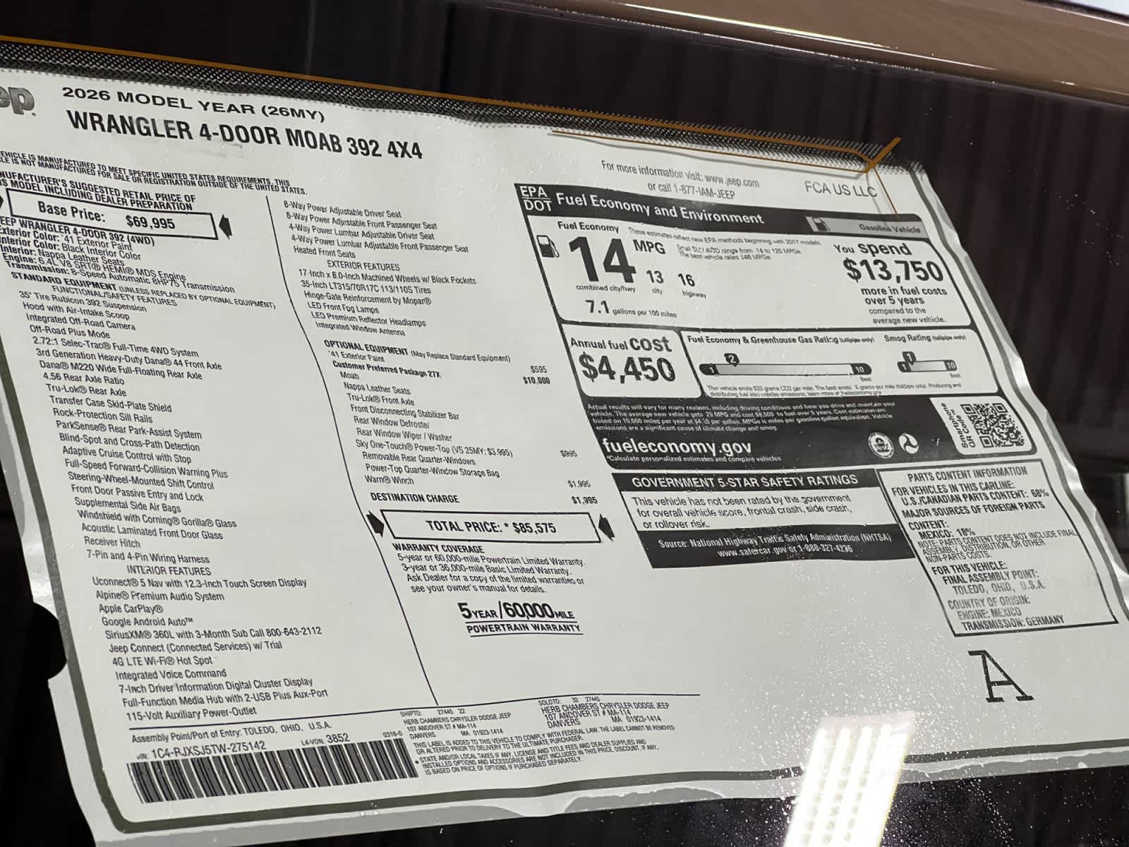 new 2026 Jeep Wrangler car, priced at $85,575