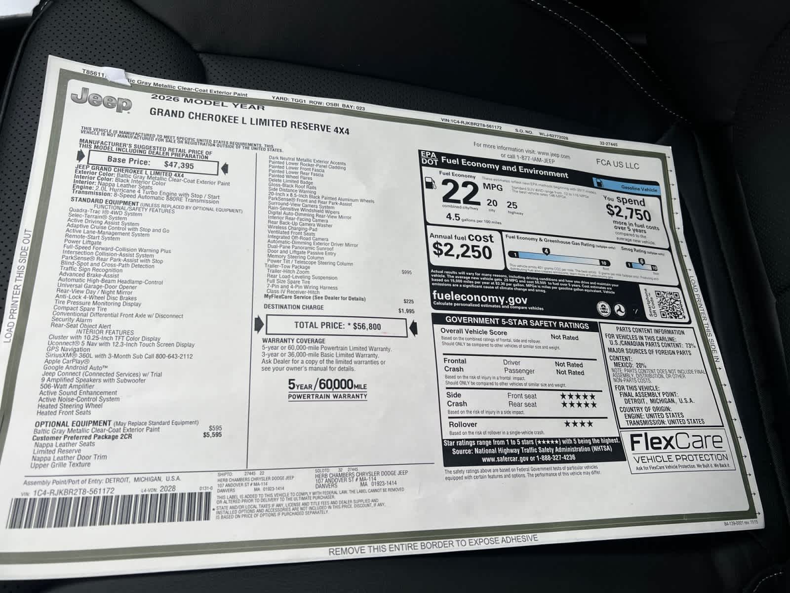 new 2026 Jeep Grand Cherokee car, priced at $55,800