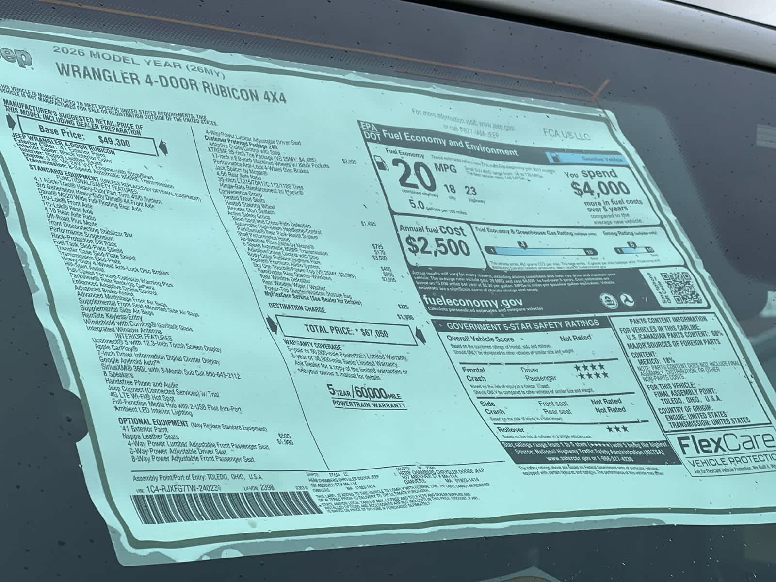 new 2026 Jeep Wrangler car, priced at $67,050