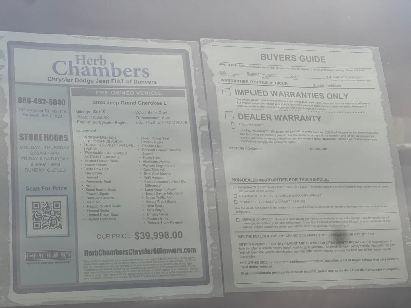 used 2023 Jeep Grand Cherokee car, priced at $38,997