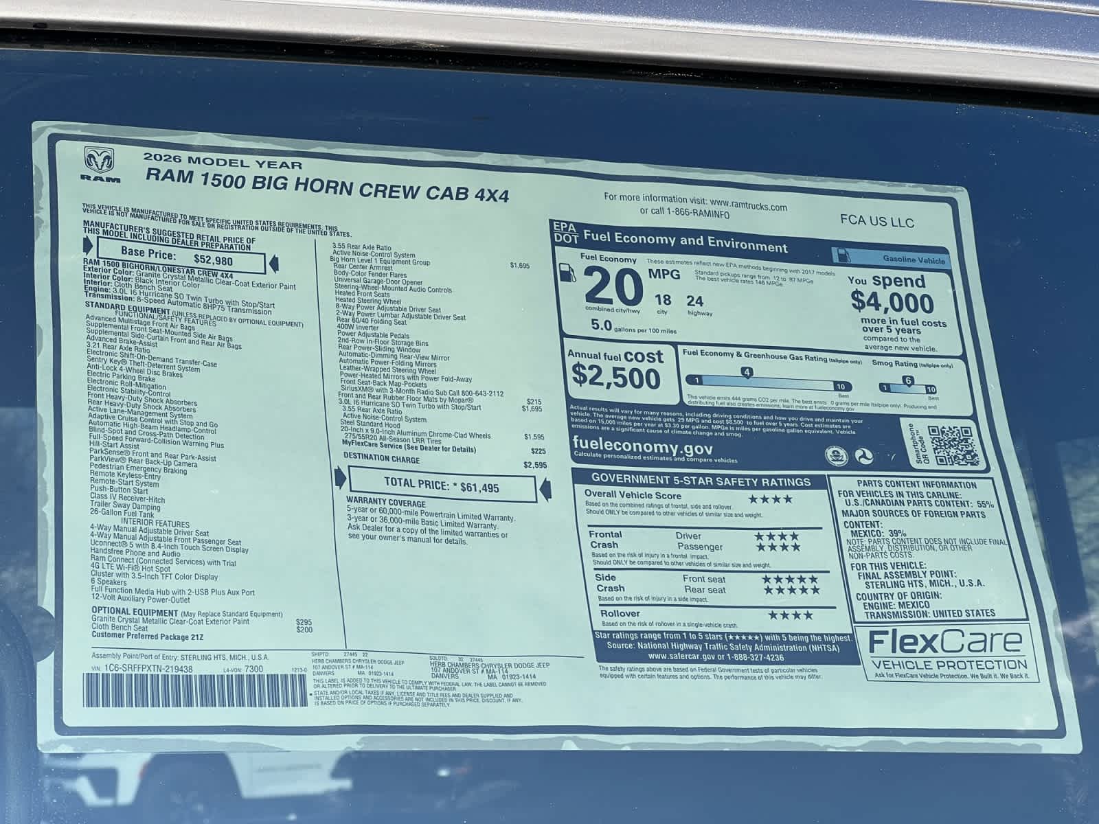 new 2026 Ram 1500 car, priced at $58,495