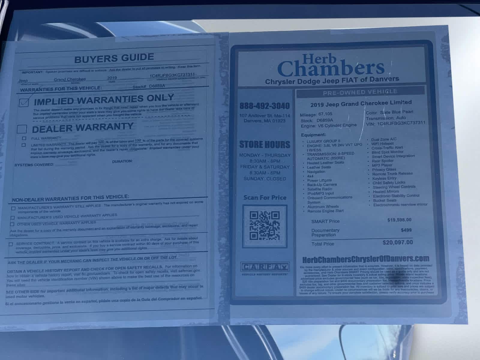 used 2019 Jeep Grand Cherokee car, priced at $20,097