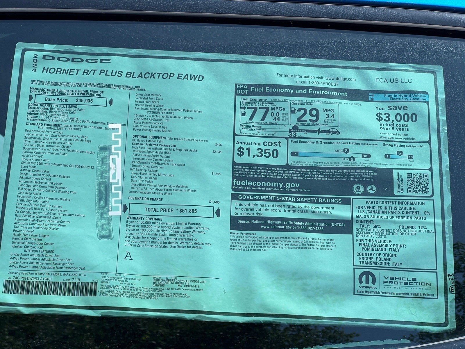 used 2024 Dodge Hornet car, priced at $30,865