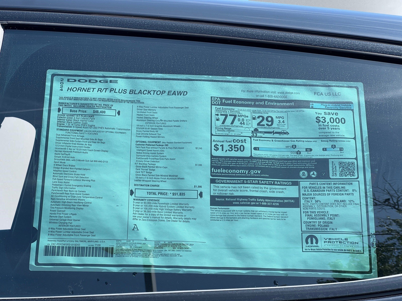 used 2024 Dodge Hornet car, priced at $36,085