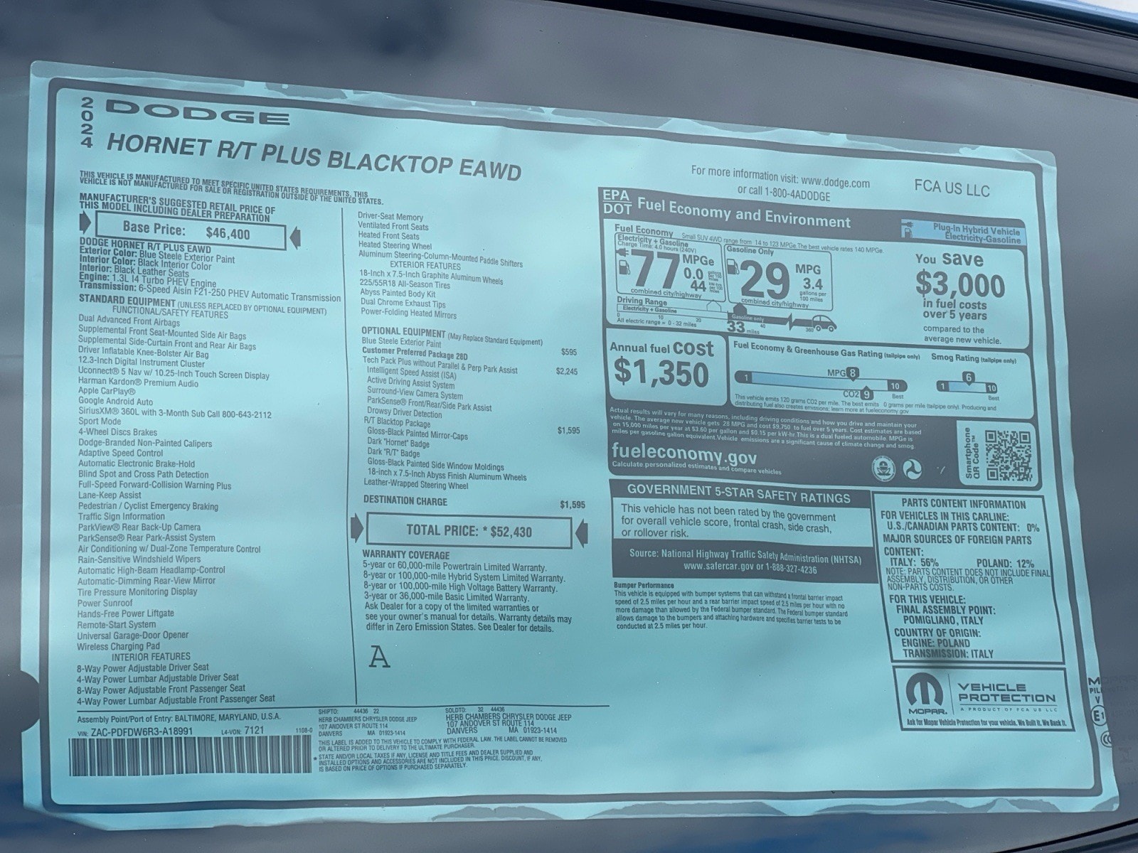 used 2024 Dodge Hornet car, priced at $38,680