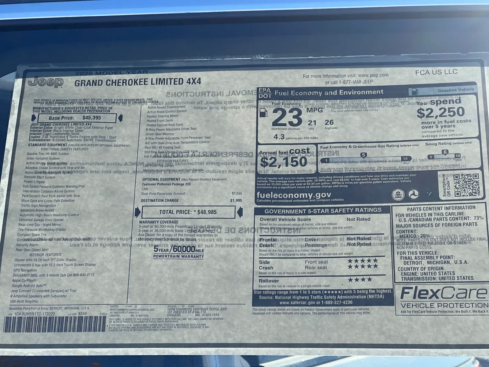 new 2026 Jeep Grand Cherokee car, priced at $47,985