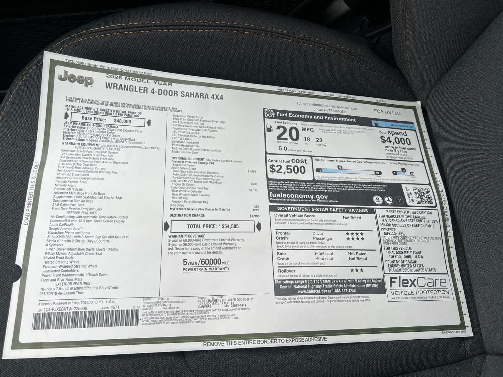 new 2026 Jeep Wrangler car, priced at $54,505