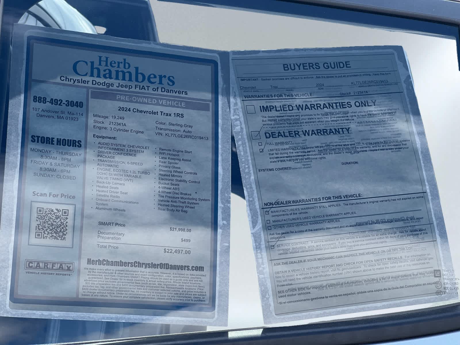 used 2024 Chevrolet Trax car, priced at $21,997