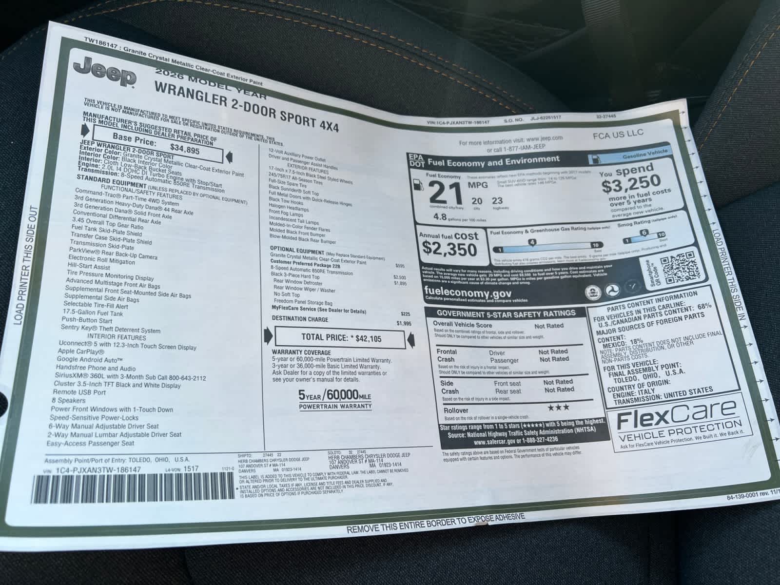 new 2026 Jeep Wrangler car, priced at $42,105