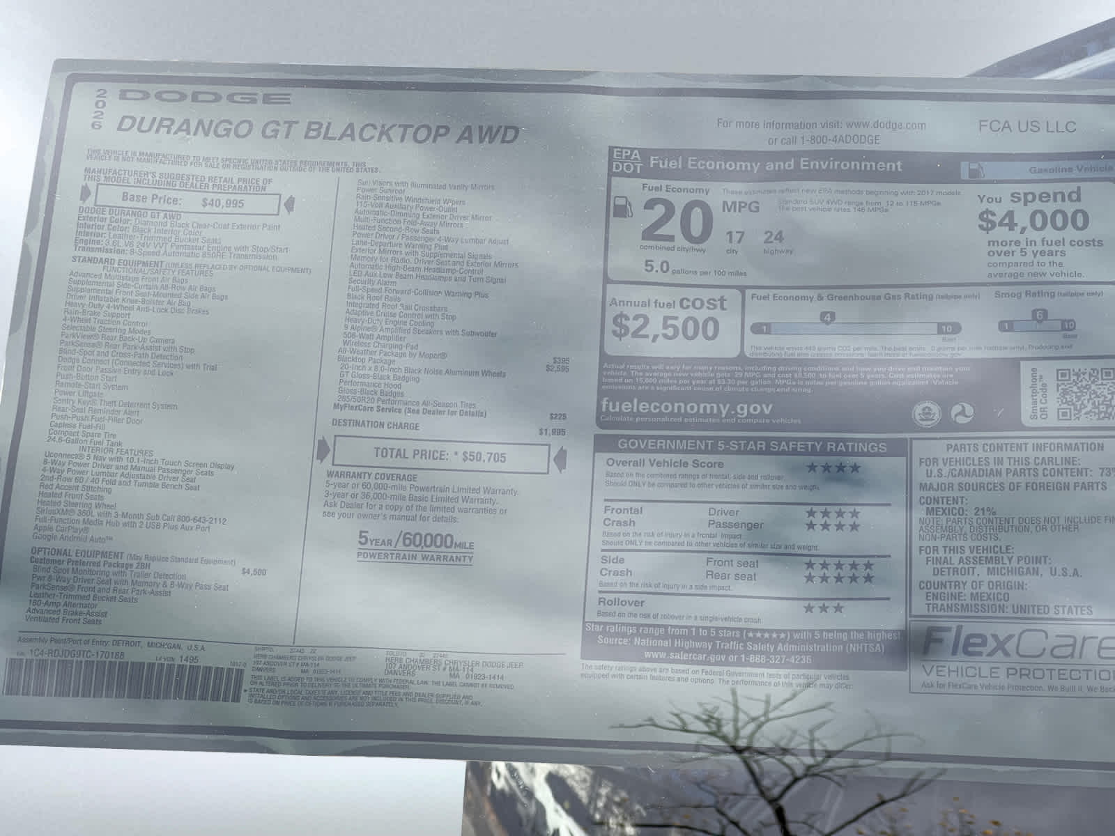 new 2026 Dodge Durango car, priced at $47,705