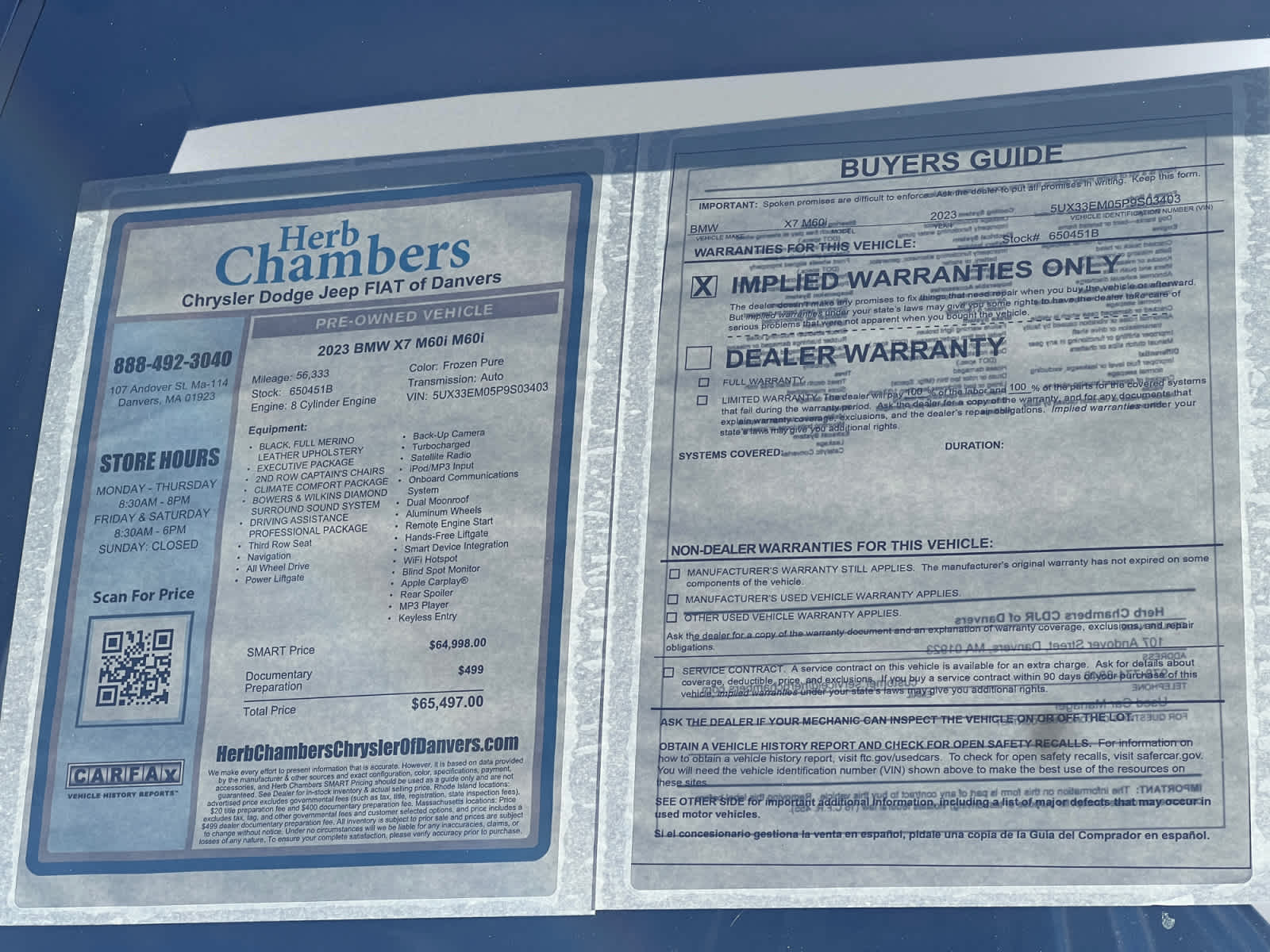 used 2023 BMW X7 car, priced at $65,497