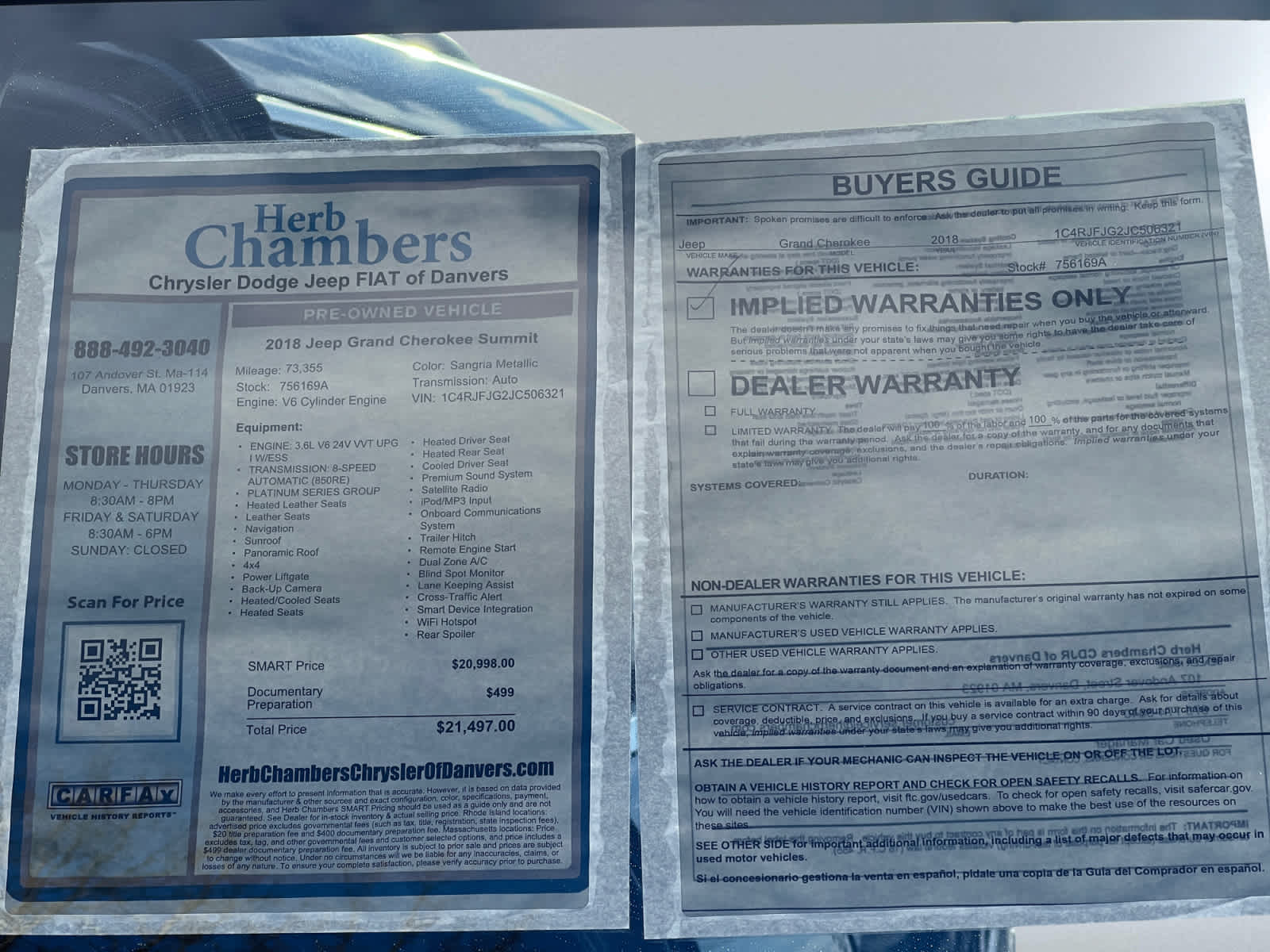 used 2018 Jeep Grand Cherokee car, priced at $21,497