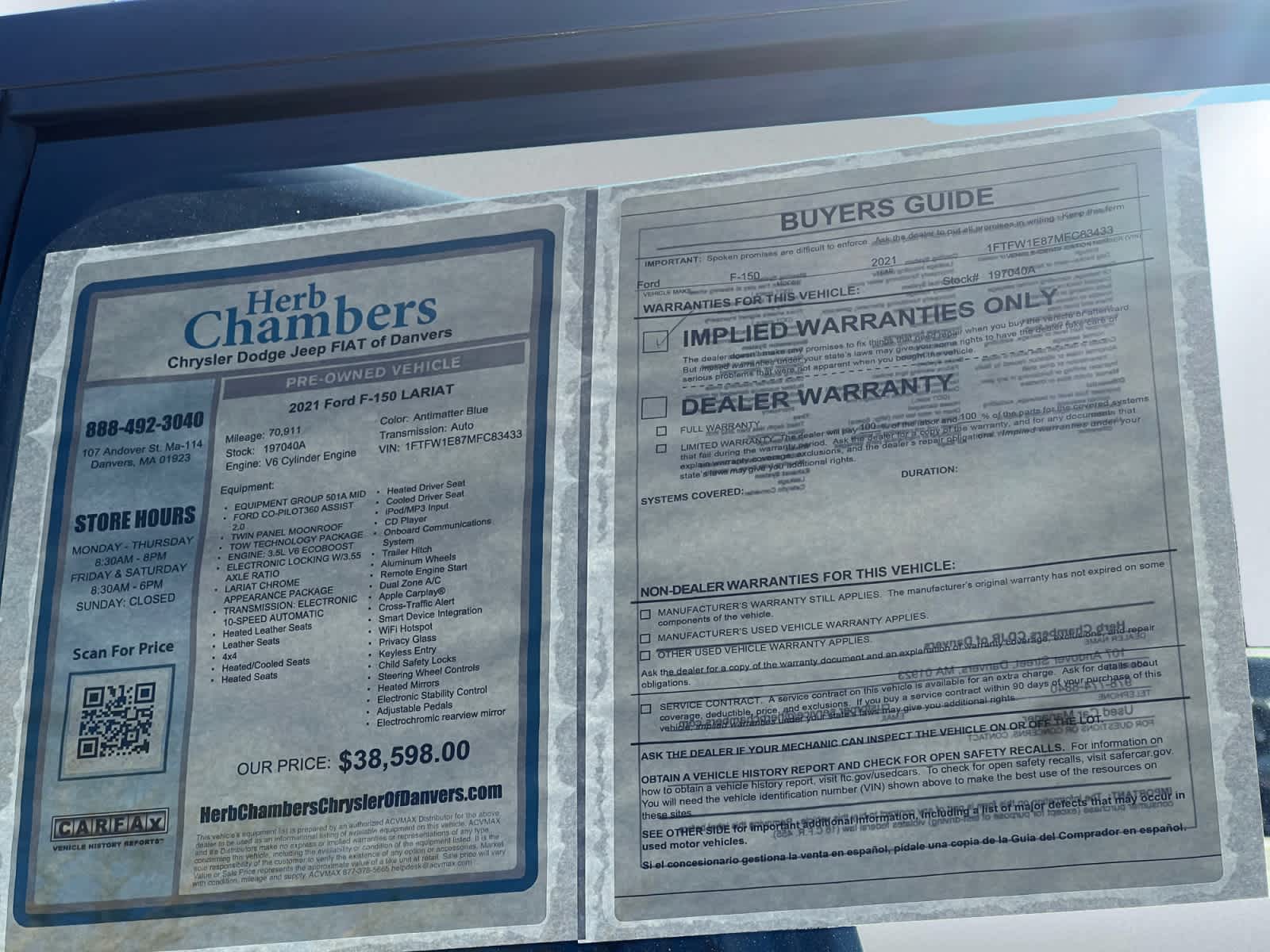 used 2021 Ford F-150 car, priced at $37,097