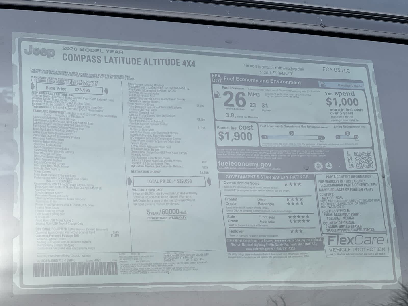 new 2026 Jeep Compass car, priced at $39,690