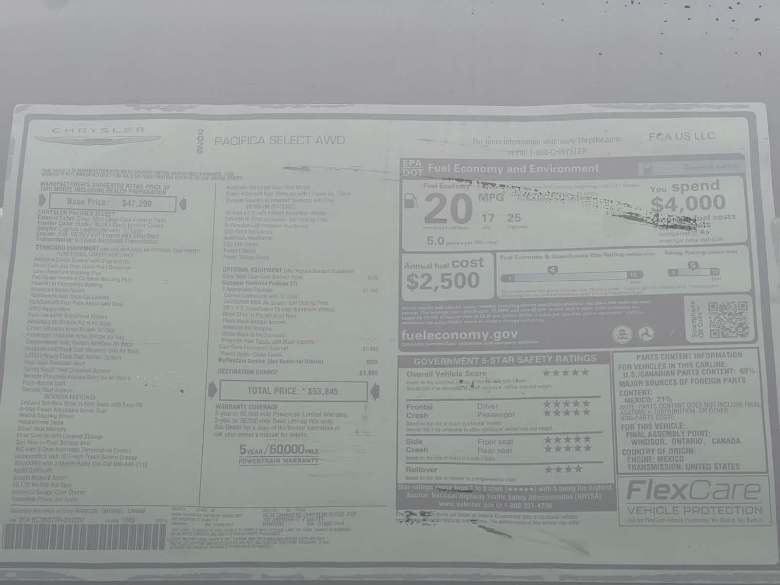 new 2026 Chrysler Pacifica car, priced at $53,845