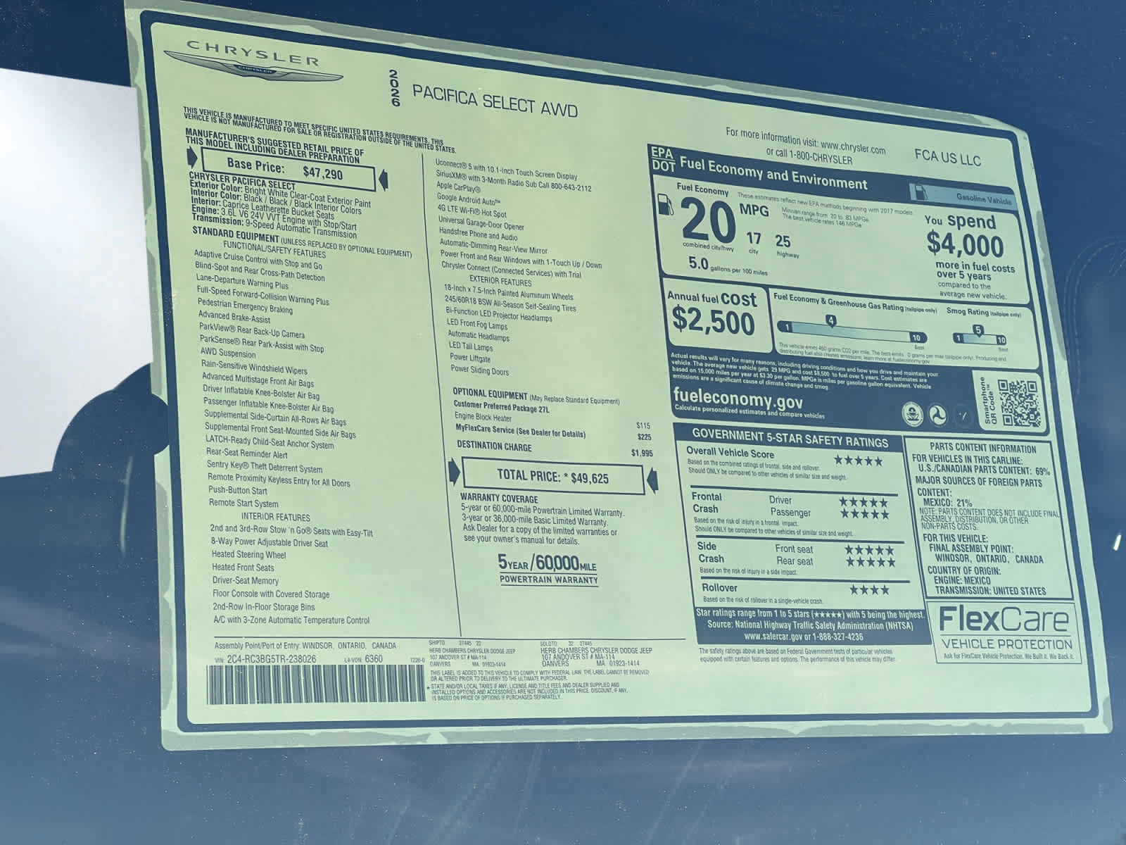 new 2026 Chrysler Pacifica car, priced at $49,625