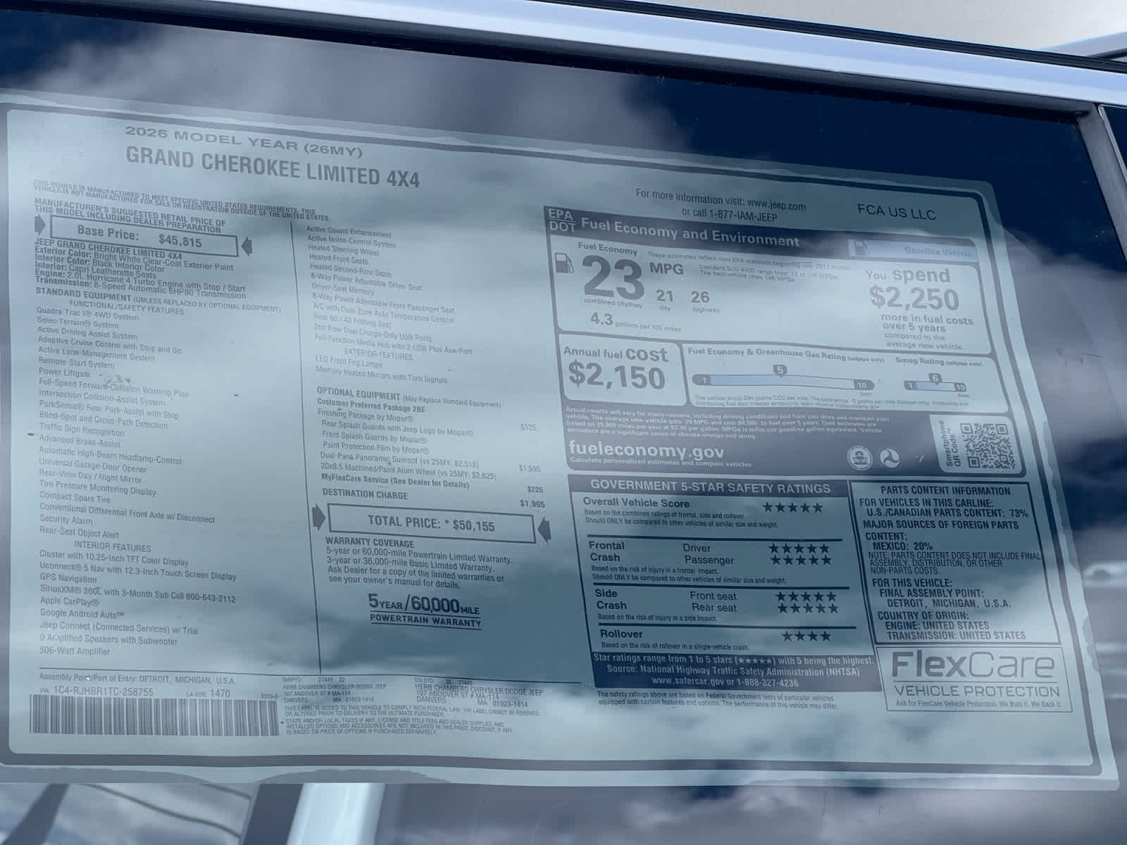 new 2026 Jeep Grand Cherokee car, priced at $49,155