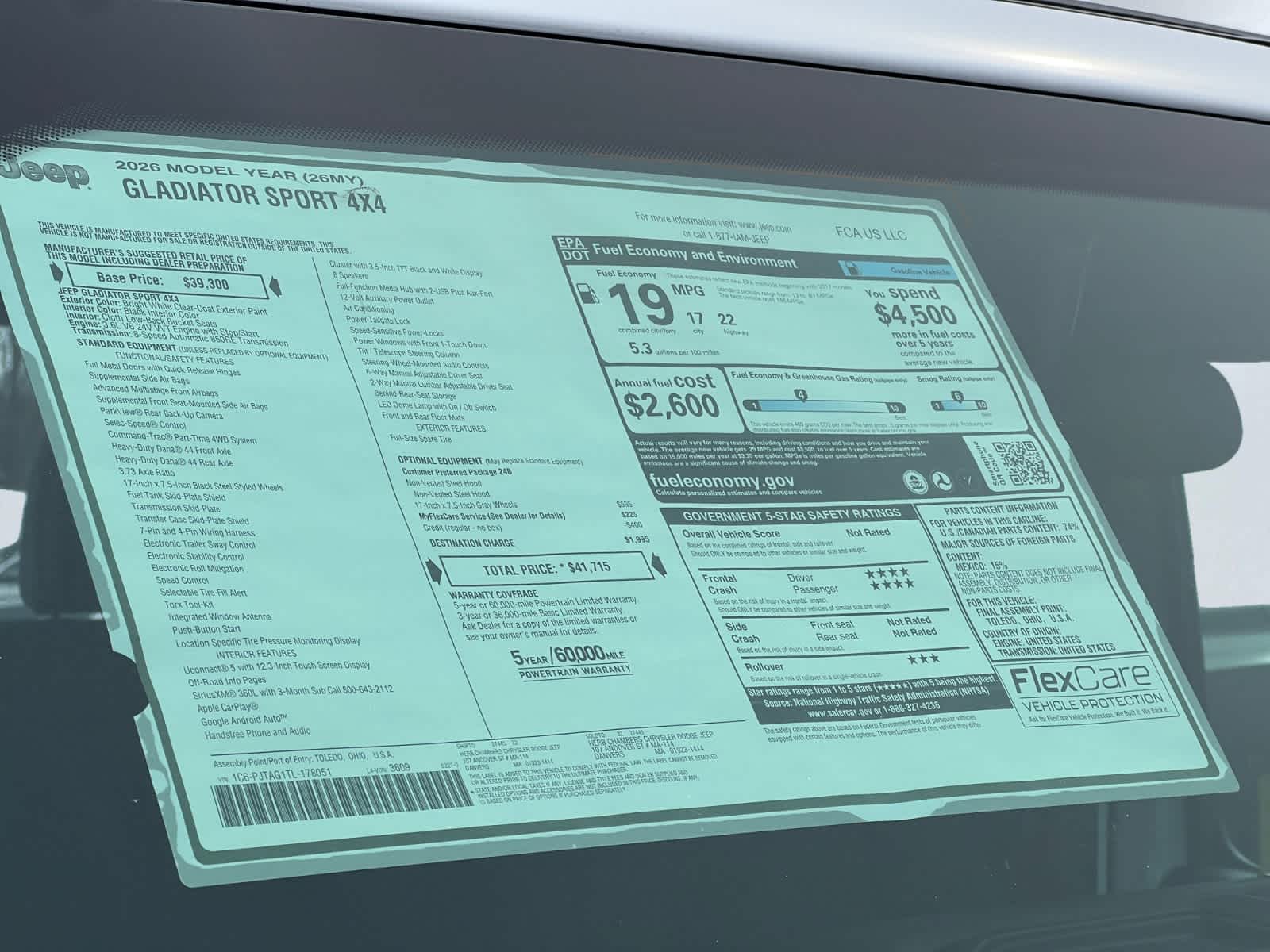 new 2026 Jeep Gladiator car, priced at $41,715