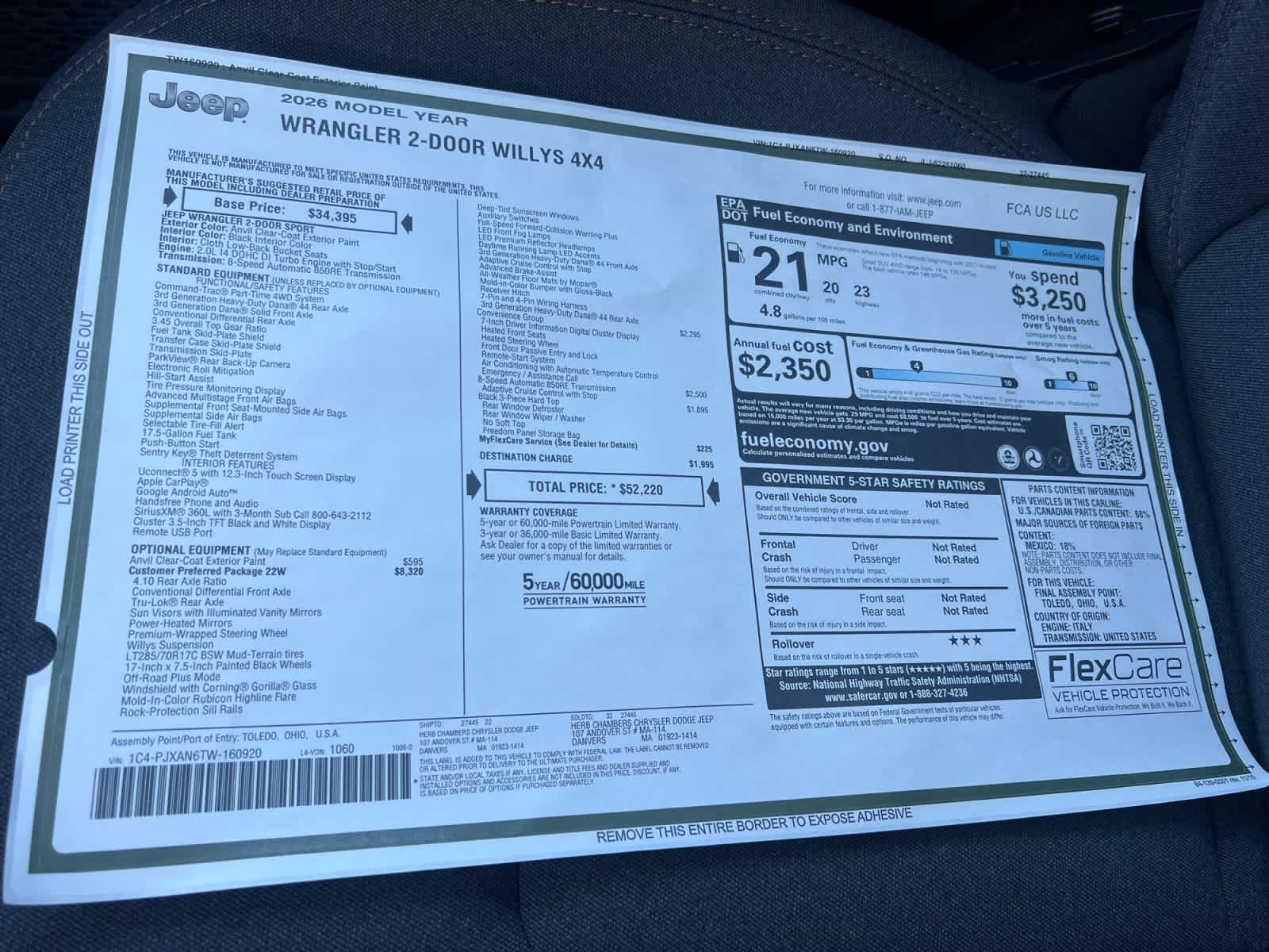 new 2026 Jeep Wrangler car, priced at $50,720