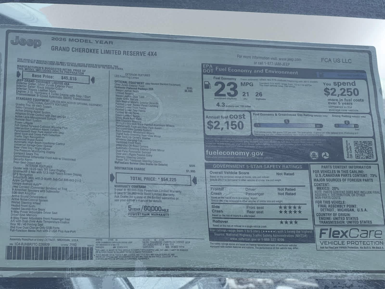 new 2026 Jeep Grand Cherokee car, priced at $54,225