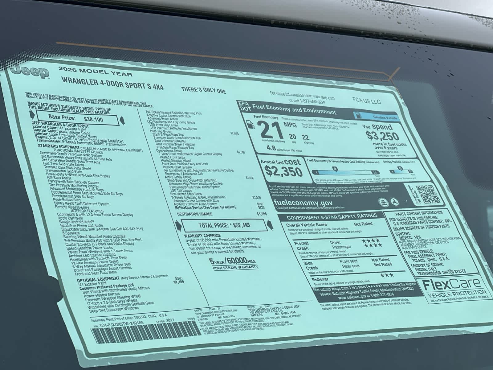 new 2026 Jeep Wrangler car, priced at $51,495