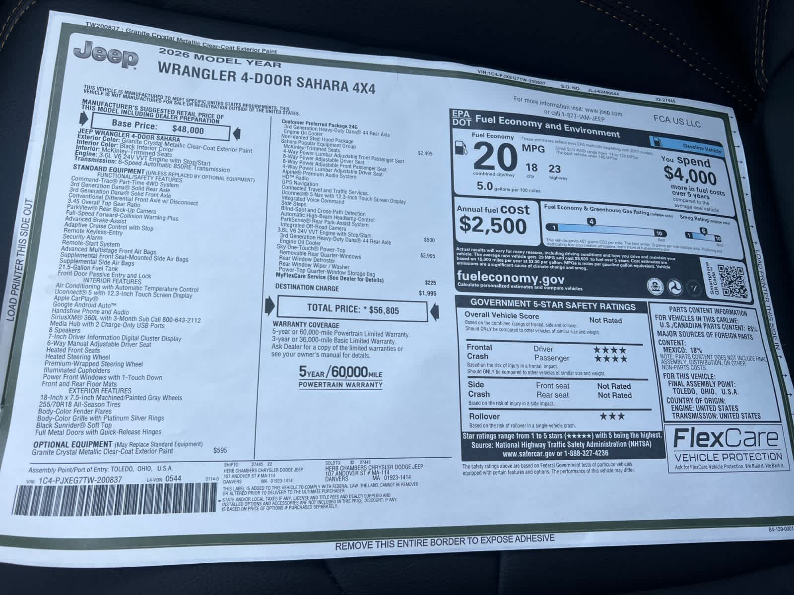 new 2026 Jeep Wrangler car, priced at $56,805