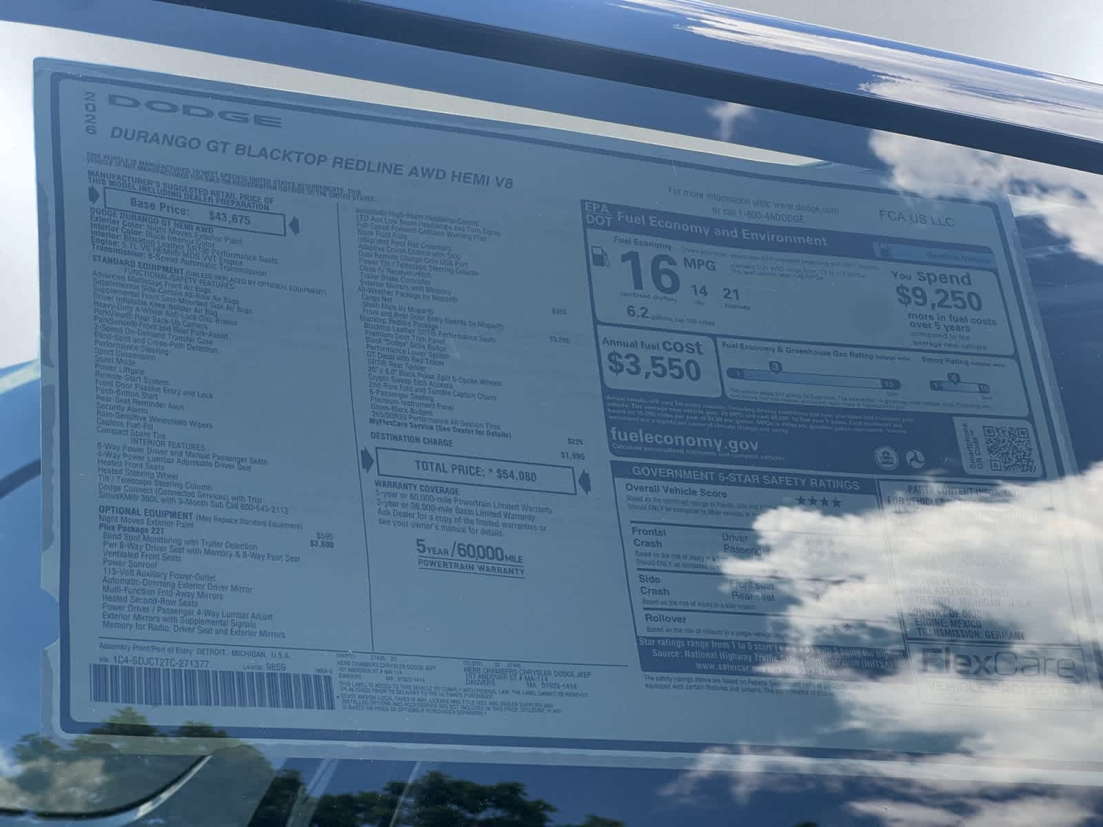 new 2026 Dodge Durango car, priced at $52,580