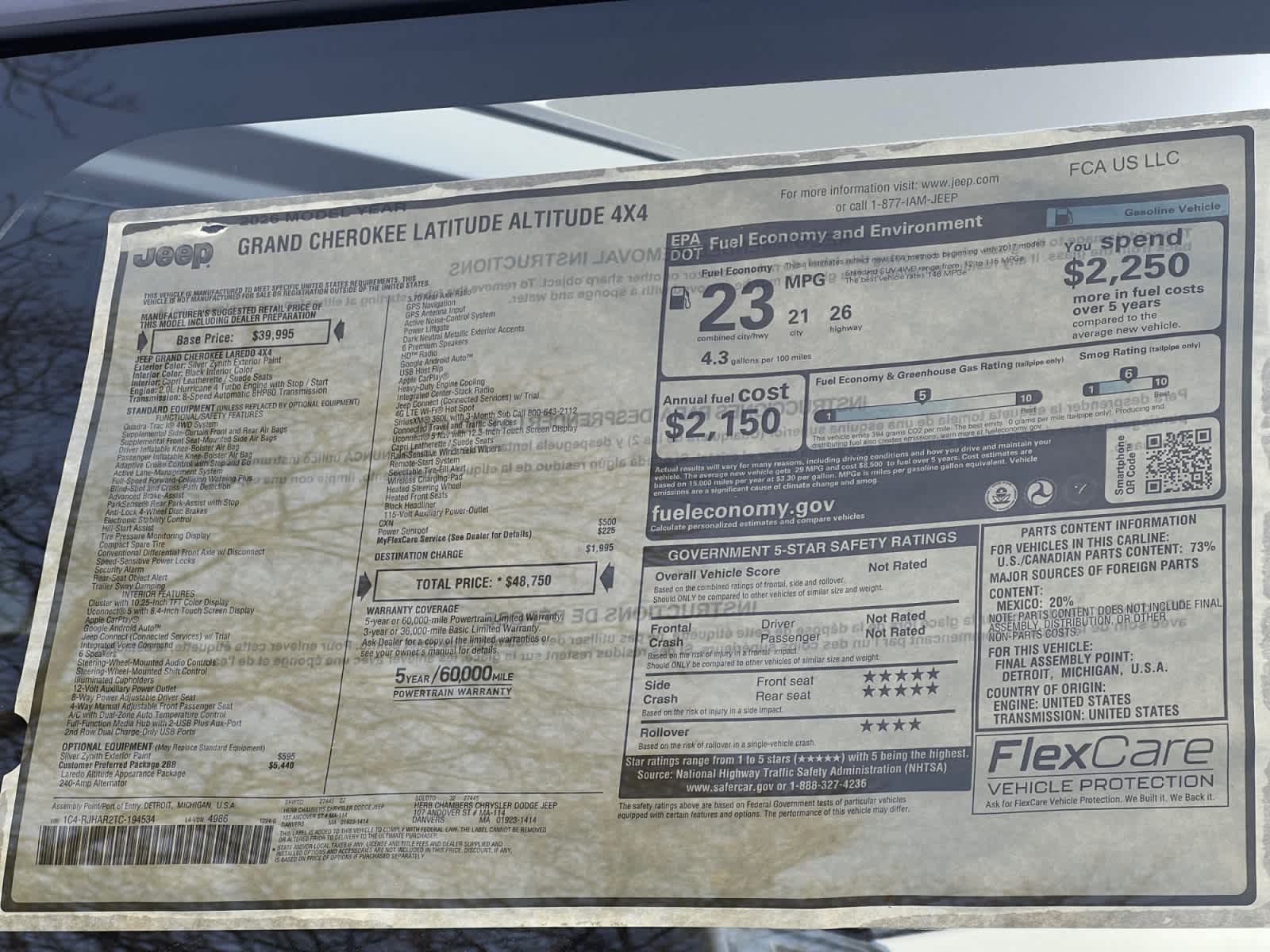 new 2026 Jeep Grand Cherokee car, priced at $48,750