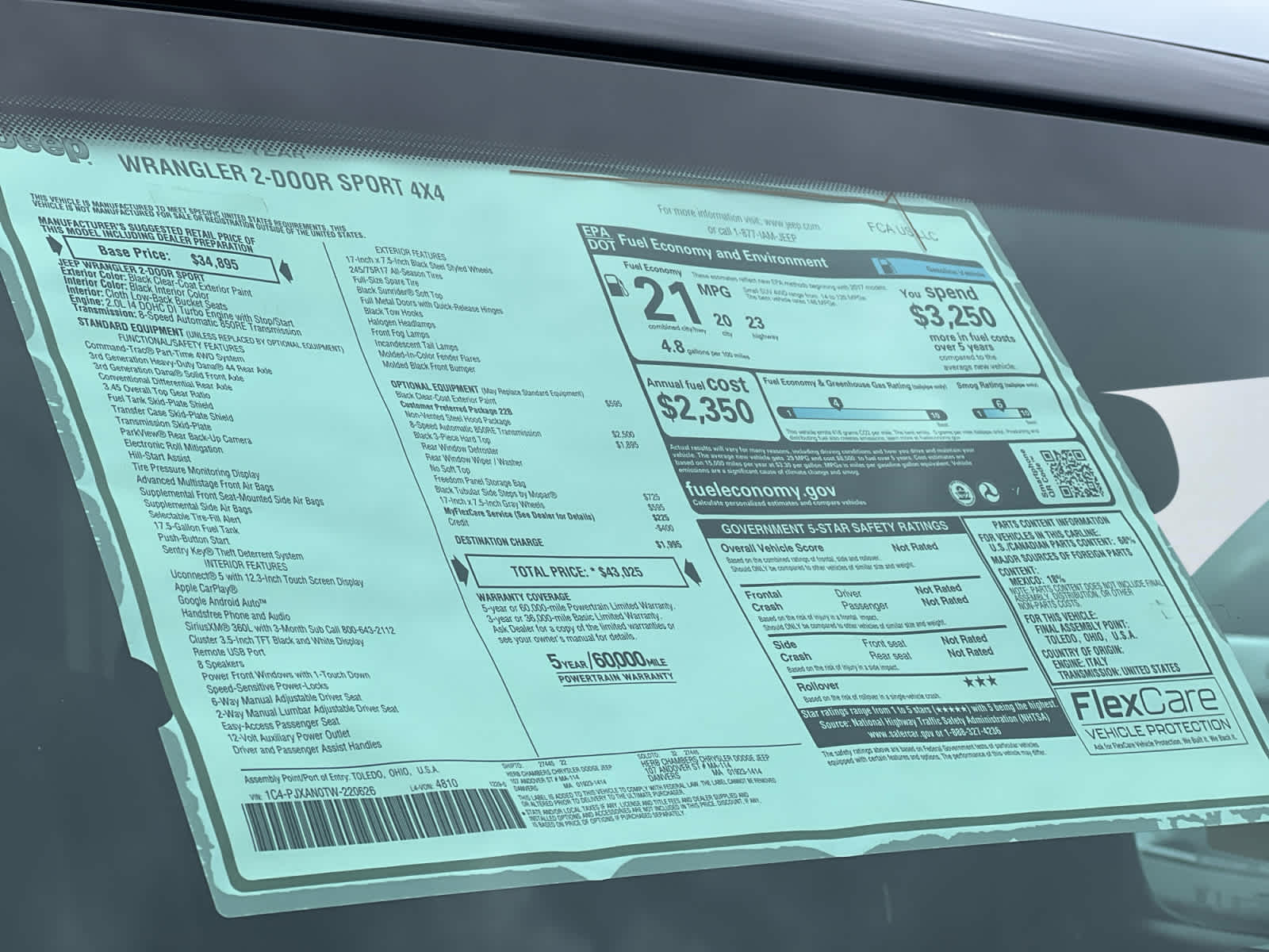 new 2026 Jeep Wrangler car, priced at $43,025