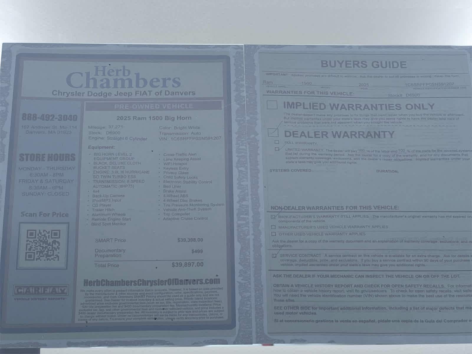 used 2025 Ram 1500 car, priced at $34,998