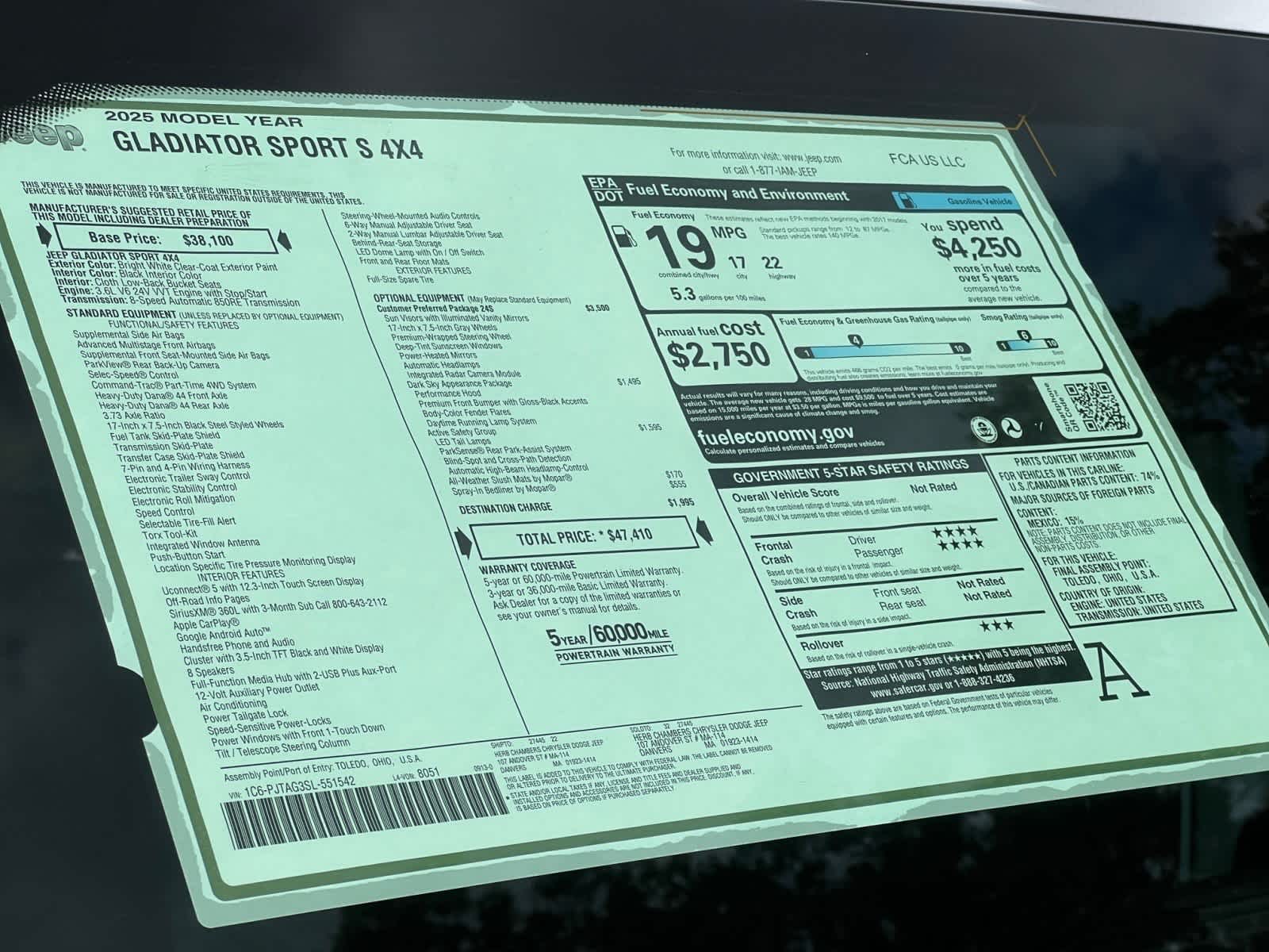 new 2025 Jeep Gladiator car, priced at $73,900