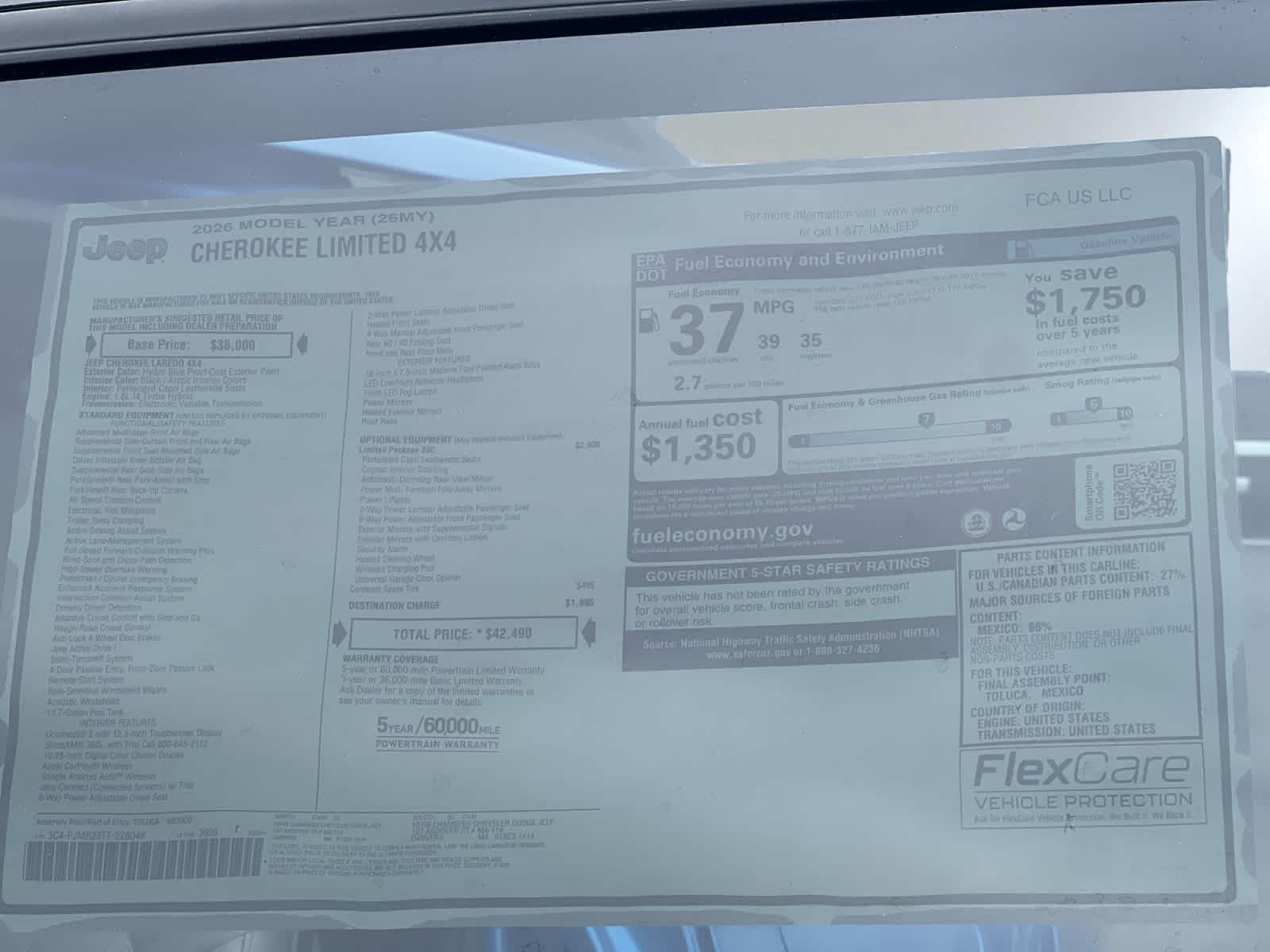 new 2026 Jeep Cherokee car, priced at $42,490