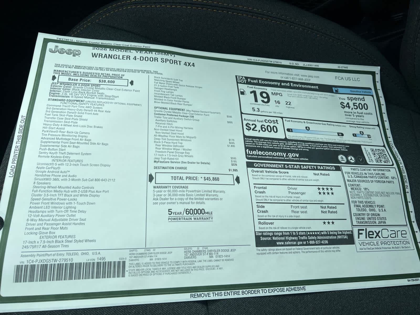 new 2026 Jeep Wrangler car, priced at $43,160