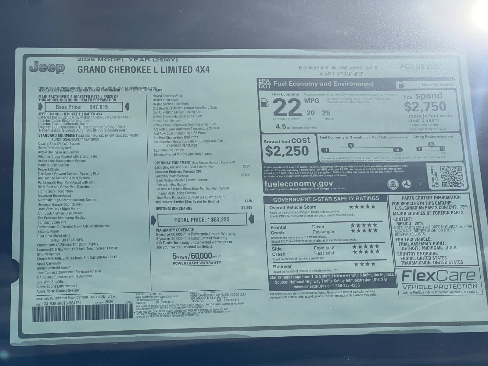 new 2026 Jeep Grand Cherokee car, priced at $53,225