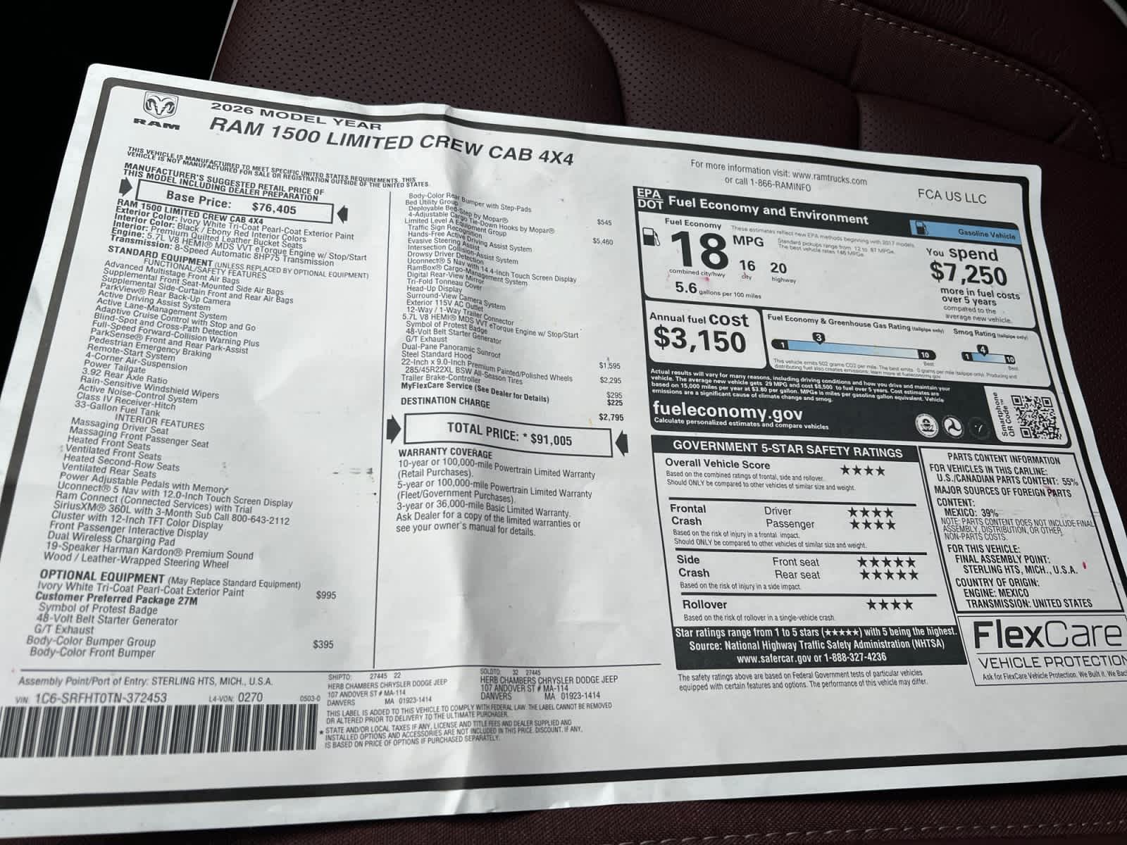 new 2026 Ram 1500 car, priced at $88,005