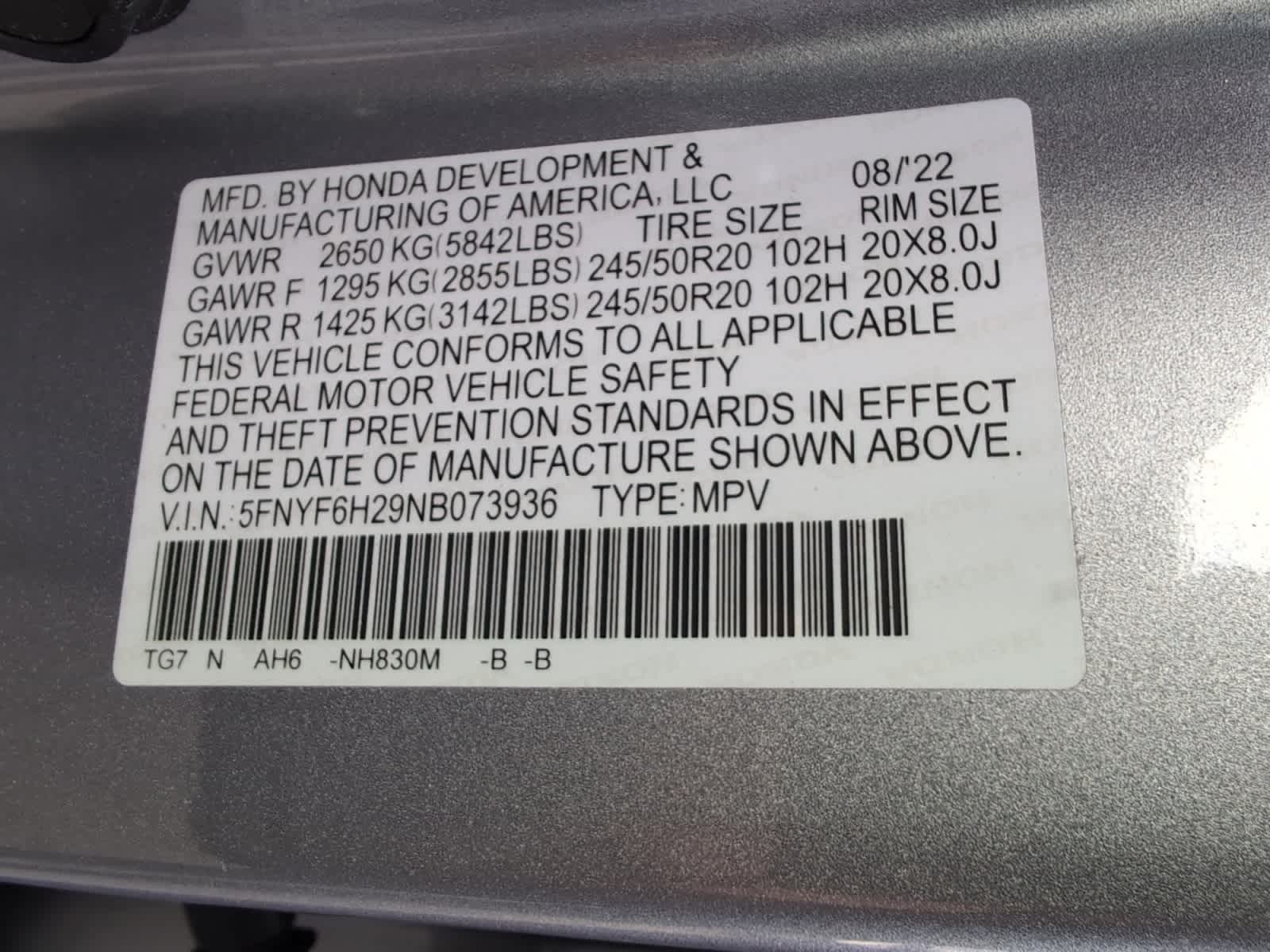 used 2022 Honda Pilot car, priced at $30,187