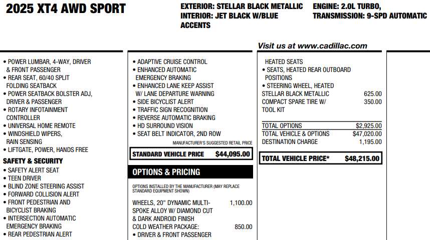 used 2025 Cadillac XT4 car, priced at $42,497