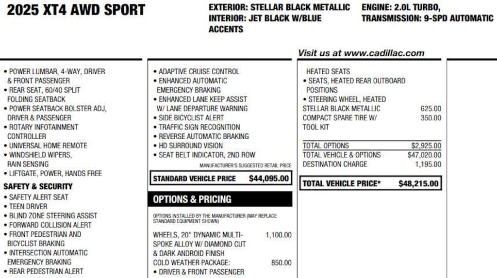 Used 2025 CADILLAC XT4 Sport SUV